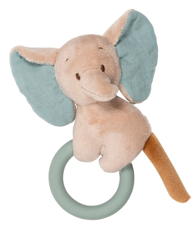Υφασμάτινη κουδουνίστρα με μασητικό σιλικόνης - Axel ελεφαντάκι