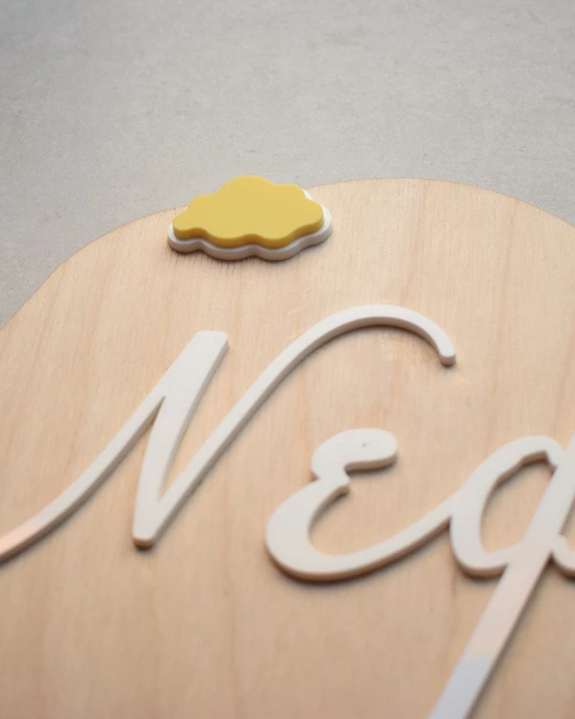 Ξύλινο διακοσμητικό με Όνομα - Pastel Σύννεφα