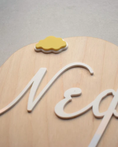 Ξύλινο διακοσμητικό με Όνομα - Pastel Σύννεφα