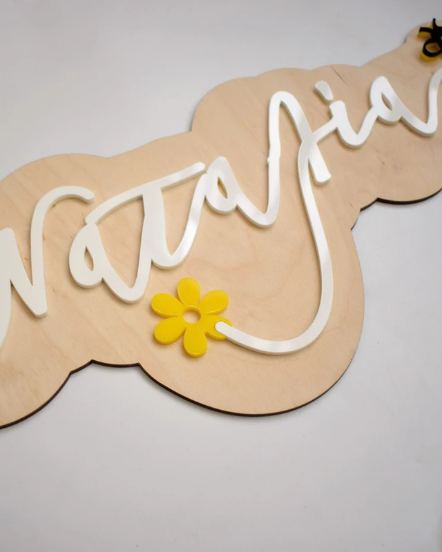 Ξύλινο διακοσμητικό με Όνομα - Μέλισσες