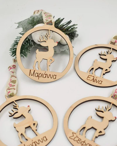 Ξύλινο στολίδι - Ελαφάκι με Όνομα