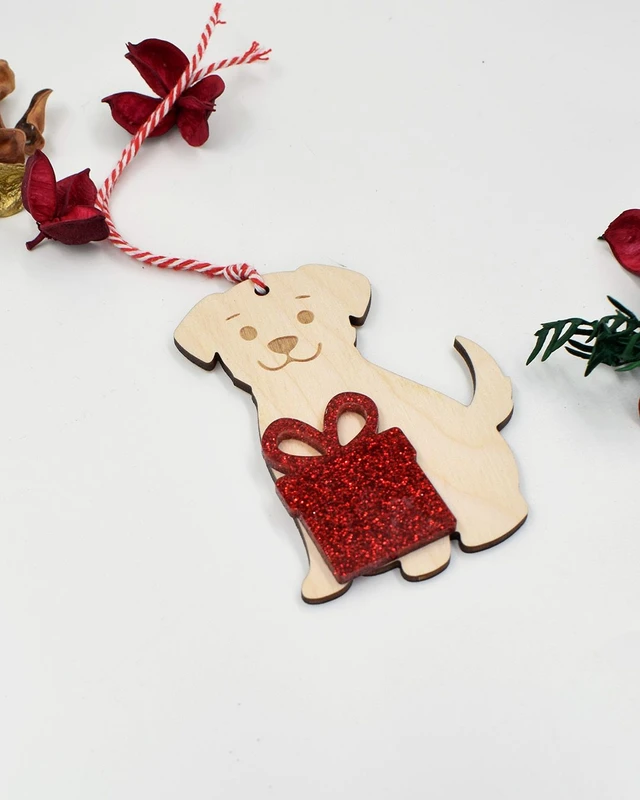 Στολίδι - Σκυλάκι με Δώρο