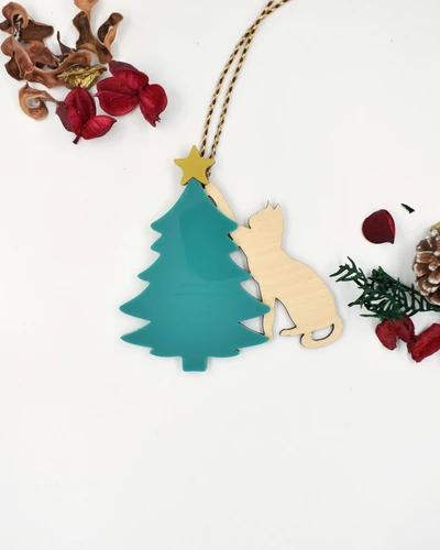 Στολίδι - Γάτα με Δέντρο